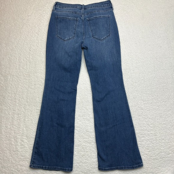 Old Navy Wow Flare Jeans Women 6 (28x30)‎ Blue Denim High-Rise Stretch Whiskered - Picture 2 of 11